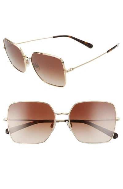 Dolce & Gabbana 57mm Gradient Square Sunglasses In Gold/ Brown Gradient