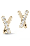 Dana Rebecca Designs Pave Diamond Mini X Stud Earrings In Yellow Gold