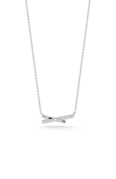 Dana Rebecca Designs Pavé Diamond X Bar Necklace In White Gold