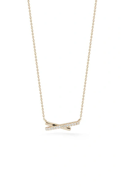 Dana Rebecca Designs Pavé Diamond X Bar Necklace In Yellow Gold