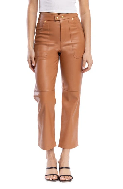 Blanknyc Baxter Faux Leather Ribcage Pant In Thick Skin In Brown