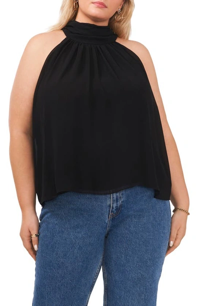 1.state Gathered Neck Halter Top In Rich Black