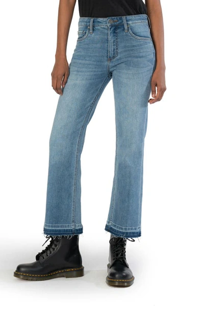 Kut From The Kloth Kelsey Fab Ab High Waist Release Hem Crop Flare Jeans In Maxed