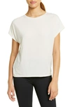 Zella Ruched Side Tie Pima Cotton Blend T-shirt In White Heather