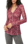 Free People Lucky Shirtee Floral Button-up Shirt In Wine Combo