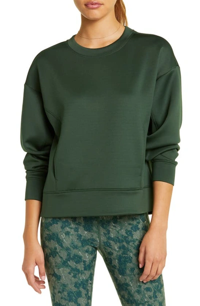 Zella Luxe Pocket Sweatshirt In Green Sycamore