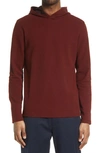 Vince Waffle Knit Hoodie In Cottage Red/ Coastal