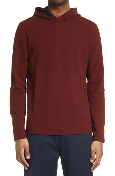 Vince Waffle Knit Hoodie In Cottage Red/ Coastal