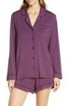 Nordstrom Moonlight Eco Long Sleeve Short Pajamas In Purple Depth
