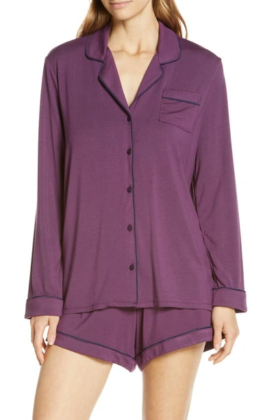 Nordstrom Moonlight Eco Long Sleeve Short Pajamas In Purple Depth