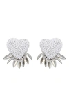 DEEPA GURNANI DANIKA BEADED FRINGE HEART STUD EARRINGS