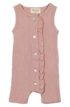 Maniere Ruffle Trim Romper In Pink
