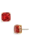 Kate Spade Mini Small Square Stud Earrings In Red Glitter