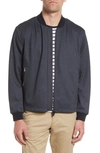 Hugo Boss Cotton Blend Bomber Jacket In Navy