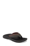 Olukai Hokua Flip Flop In Onyx/ Lehua Fabric