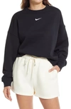 Nike Black Oversized Sportswear Essential Sweatshirt In Black/ White
