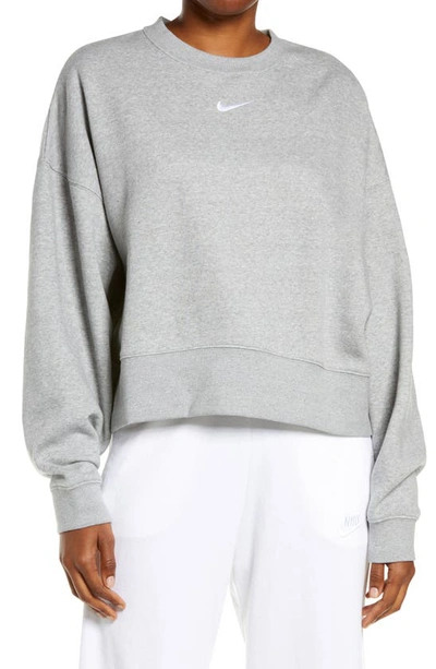 Nike Sportswear Essential Oversize Sweatshirt In Dark Grey Heather/ White