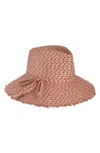 Eric Javits Terracotta Pink Beige Ellie Straw Summer Raffia Packable Hat OS Pink Women main image 2