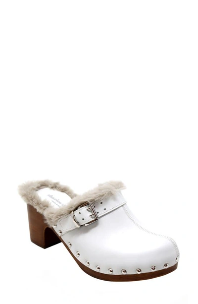 Charles David Lecce Faux Fur Clog In White