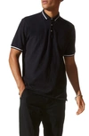 Good Man Brand Match Point Tipped Slub Short Sleeve Polo In Black