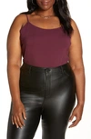 Halogen Absolute Stretch Cotton Camisole In Burgundy Fig