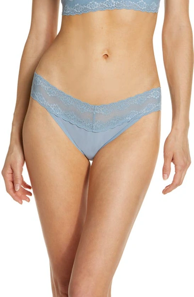 Natori Bliss Perfection Lace-waist Thong Underwear 750092 In Windy Blue