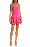 Likely Amica Tiered Ruffle Hem Minidress In Pink Sugar