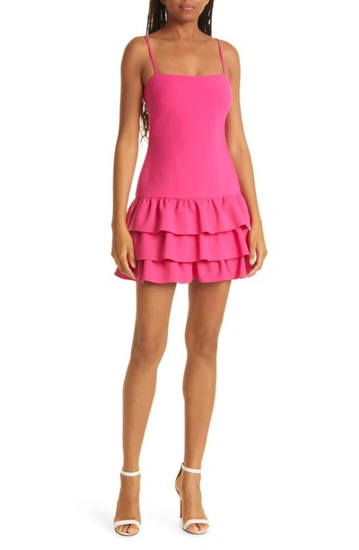 Likely Amica Tiered Ruffle Hem Minidress In Fuschia