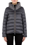 Save The Duck Mei Mixed Media Puffer Jacket In Ebony Grey