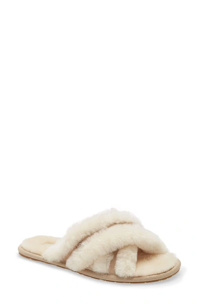 Ugg Scuffita Womens Shearling Cozy Slide Slippers In Beige