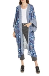Treasure & Bond Border Print Duster In Navy Floral Mix