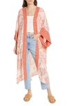 Treasure & Bond Border Print Duster In Pink Floral Mix
