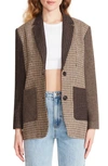 Bb Dakota By Steve Madden Late Night Show Mixed Plaid Blazer In Brown Plaid Mix