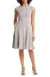 ELIZA J ELIZA J BATEAU NECK CAP SLEEVE TWEED DRESS