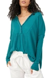 Free People Leo Henley Tee In Evergreen 17