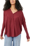 Free People Leo Henley Tee In Plum Color 4
