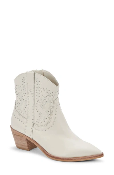 Dolce Vita Solow Stud Western Boot In Off White Leather
