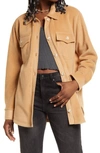Thread & Supply Plaid Polar Fleece Shacket In Camel