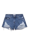 Frame Women's Le Grand Garçon Distressed Shorts In Patina Rips