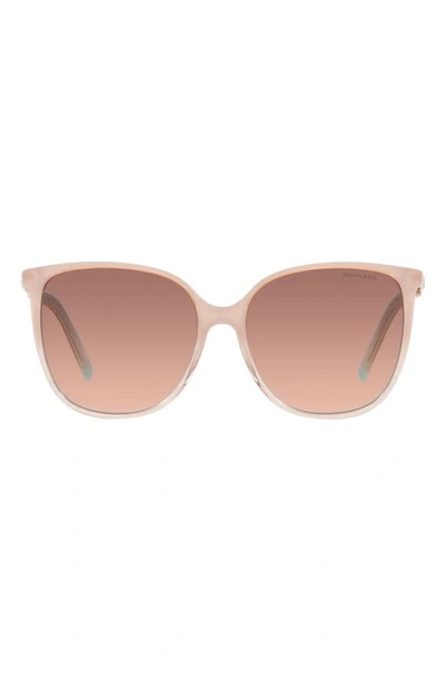 Tiffany & Co 57mm Gradient Square Sunglasses In Milky Pink Gr/ Pink Gr Brown