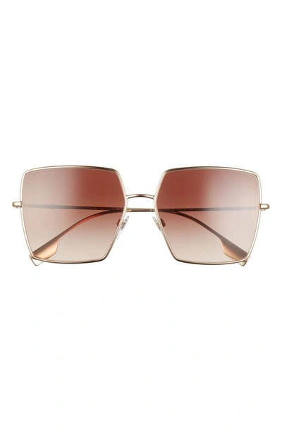 Burberry 58mm Square Sunglasses In Light Gold/ Gradient Brown