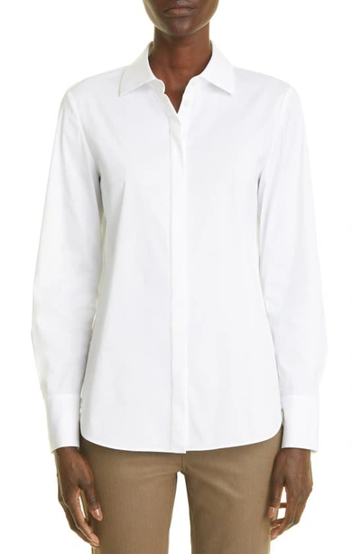 Lafayette 148 Hayward Shirt In Italian Sculpted Kindcotton In White