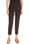 Eileen Fisher Slim Knit Ankle Pants In Dark Brownstone