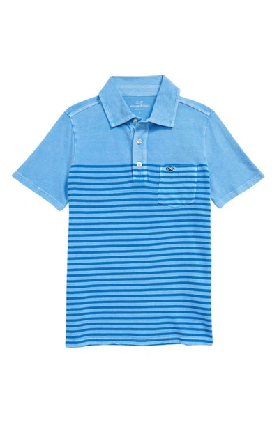 Vineyard Vines Kids' Exclusive Stripe Island Polo In Ocean Breeze