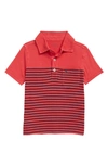 Vineyard Vines Kids' Exclusive Stripe Island Polo In Sailors Red