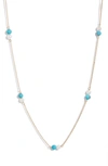 POPPY FINCH POPPY FINCH CULTURED PEARL & TURQUOISE STATION NECKLACE