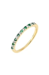 Bony Levy El Mar Gemstone & Diamond Stacking Ring In 18k Yellow Gold - Emerald