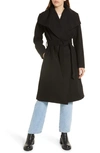 Noize Lena Belted Wrap Coat In Black