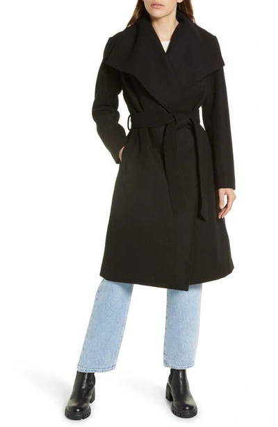 Noize Lena Belted Wrap Coat In Black