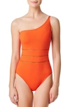 Bleu By Rod Beattie Behind The Seams One-shoulder One-piece Swimsuit In Fire
